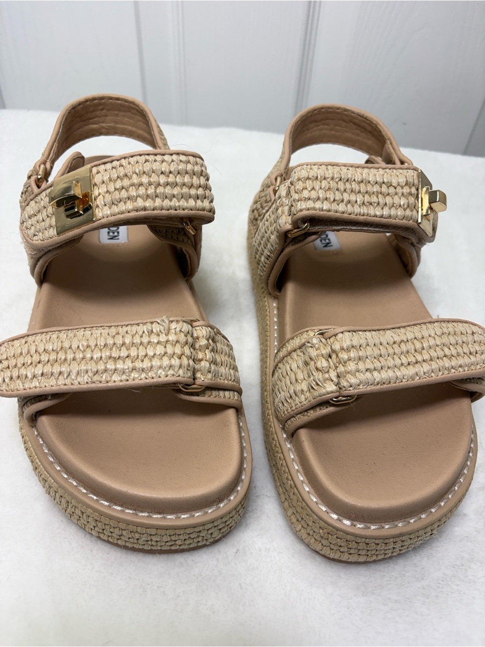 Steve Madden Woven Espadrille Platform Sandals in Beige